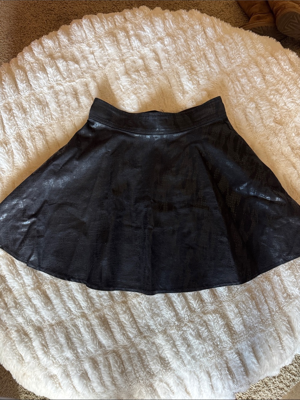 Rock & Republic Black Faux-Leather Circle Skirt